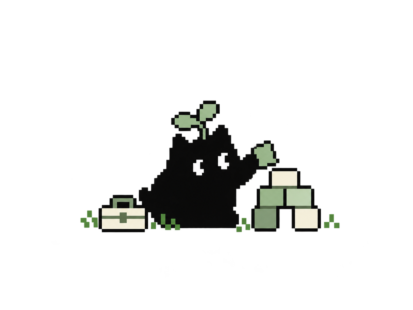 Grass cat building with blocks