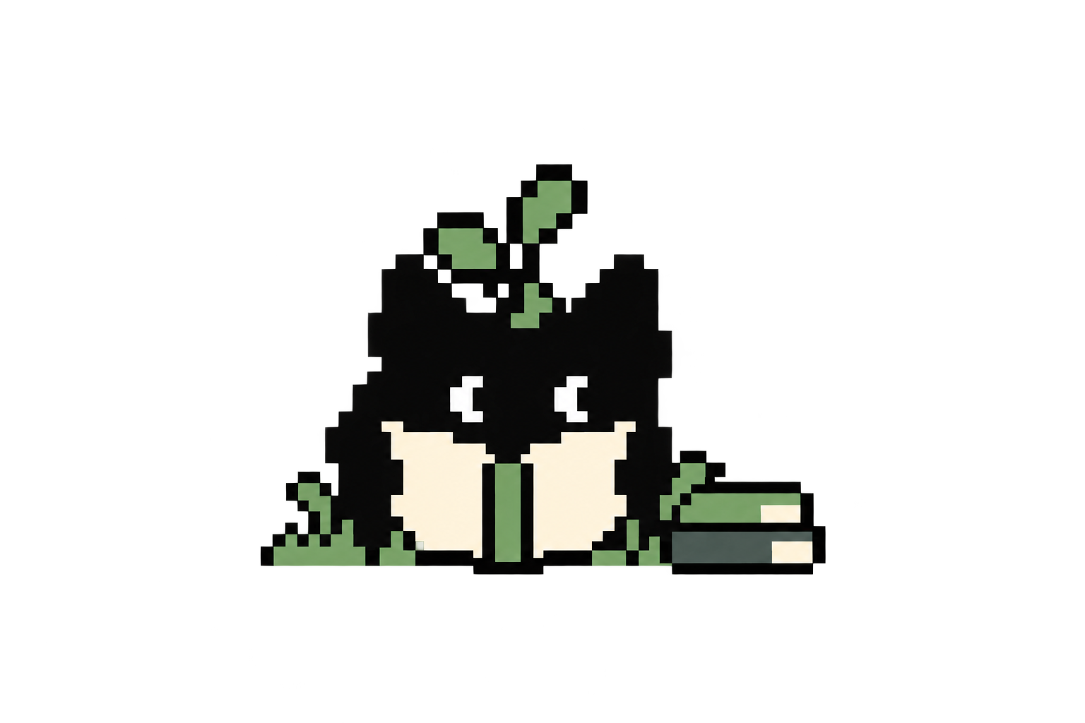 Grass cat reading a book